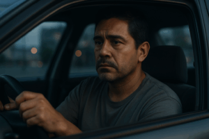 Hombre sentado solo en un sofá, con expresión pensativa – terapia para hombres en Miami